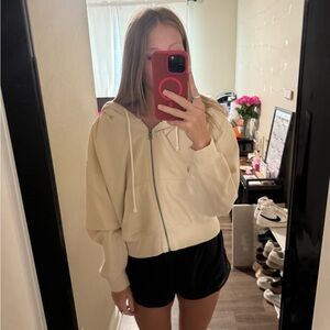 Cream Zip-Up Hoodie